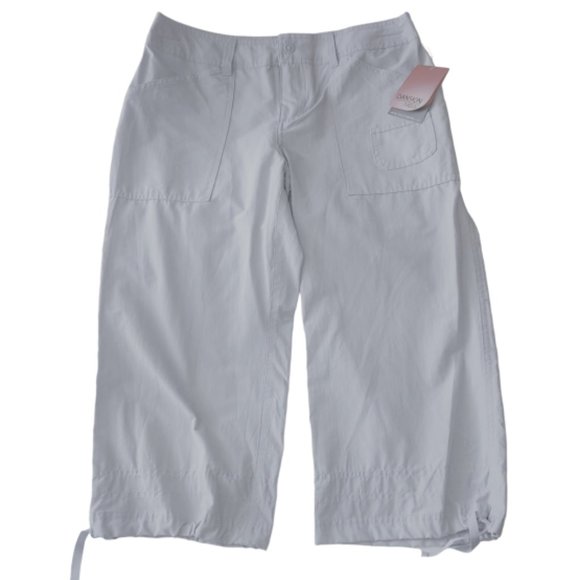 Danskin Now Soft Silver Tie Leg Button Front Capris Size S NWT - Picture 1 of 6